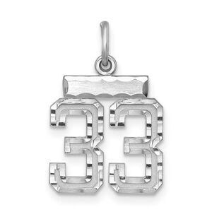 Sterling Silver, Varsity Collection, Small D/C Pendant, Number 33